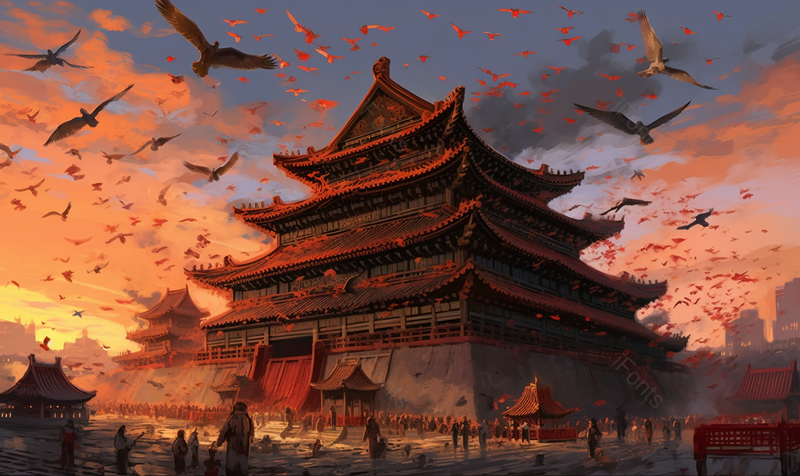 西安网红城市建筑插画国潮风风景楼阁插画背景,插画/手绘图,插画/手绘图库,插画/手绘图下载,插画/手绘